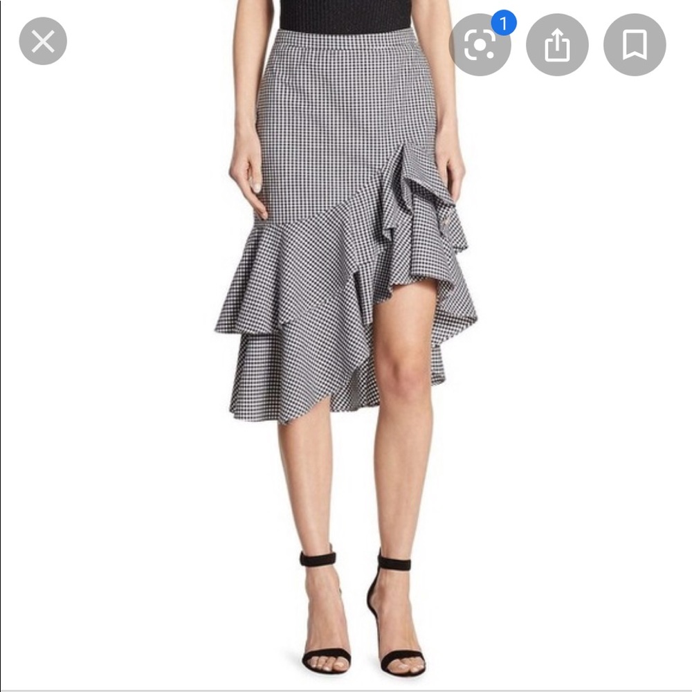 Scripted ruffle midi skirt black/white XS new